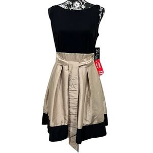 S.L. Fashions Black and Cream Mini Dress